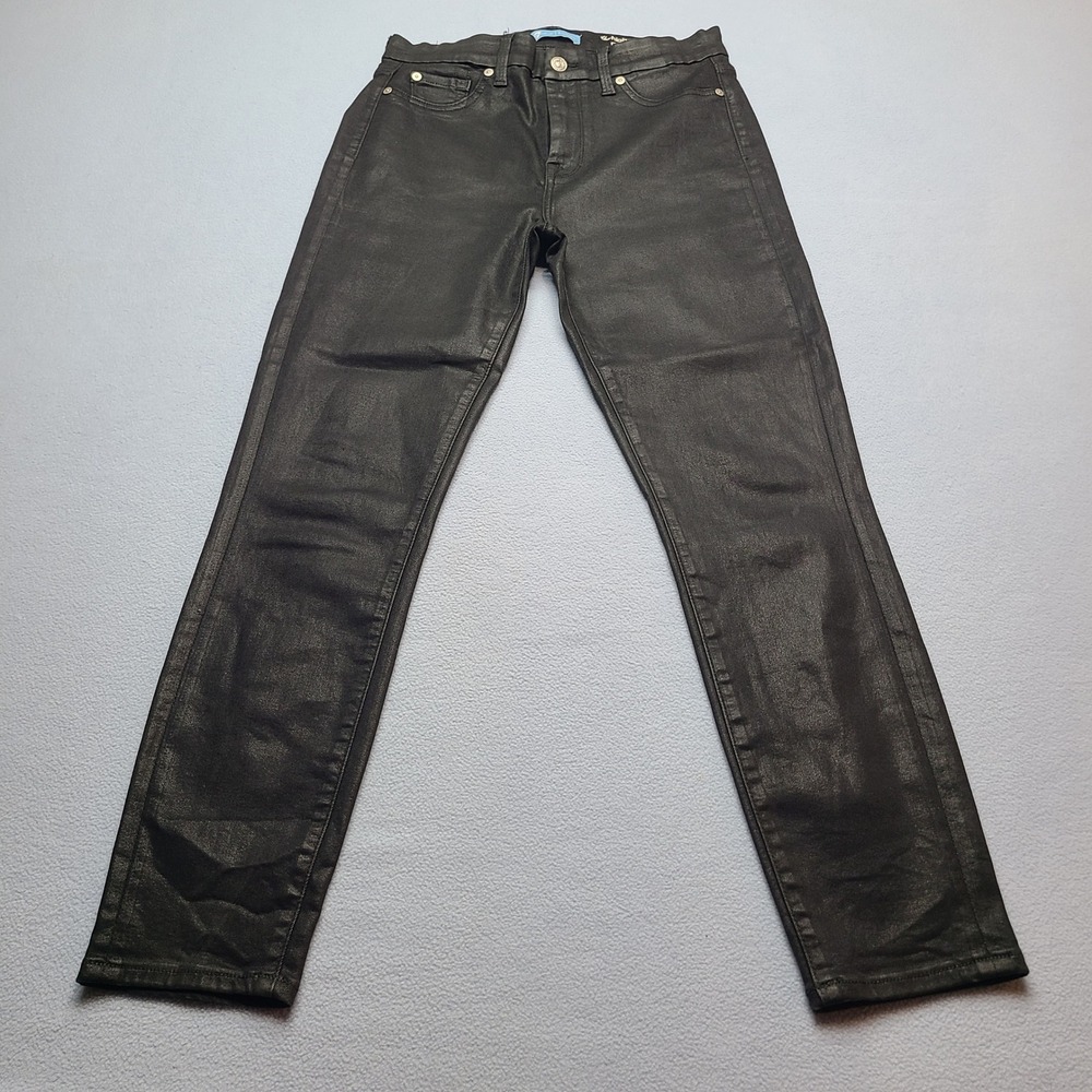 7 For All Mankind Skinny Jeans Womens 29 Black Excellent Coated High Waist Ankle